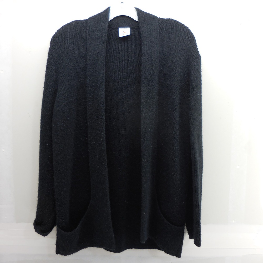 Alpaca Warehouse Black Alpaca Yarn Open Front Cardigan Sweater Made in Peru M